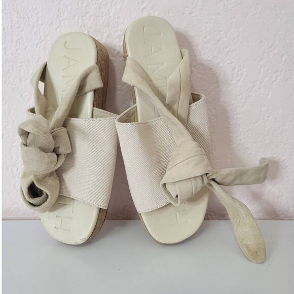 JAMES SMITH The Wrap Suede Espadrille in Cream Size 36 (5.5 US) - Picture 4 of 9